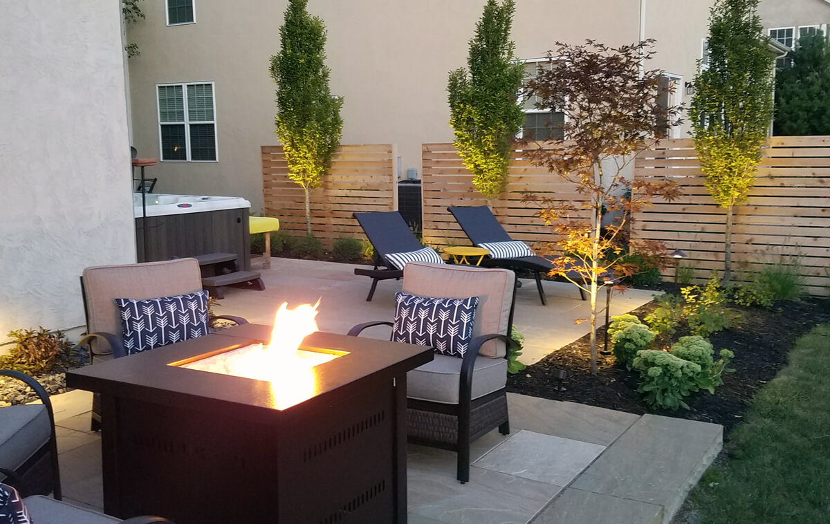 Modern Natural Stone Patio and Fire Pit
